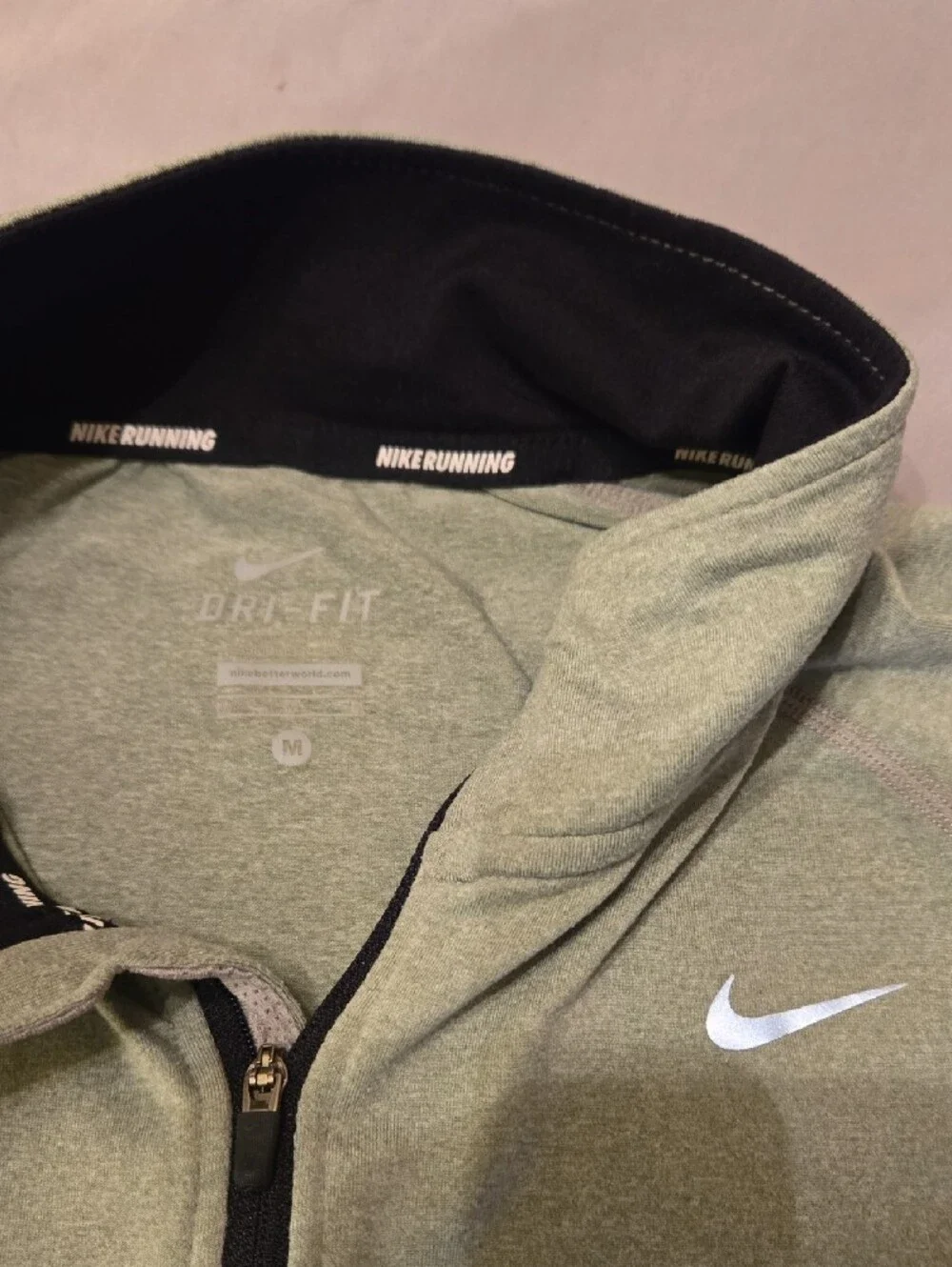 Nike Men's Light Green Quarter-Zip Shirt Jacket